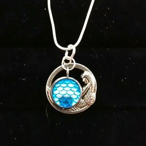 New March mermaid birth scale siren necklace